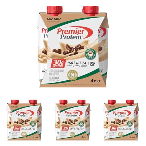 Image of Premier Protein Shake, Cafe Latte, 30g Protein, 1g Sugar, 24 Vitamins & Minerals, Nutrients to Support Immune Health, 11 Fl Oz, 4 Count (Pack of 4)