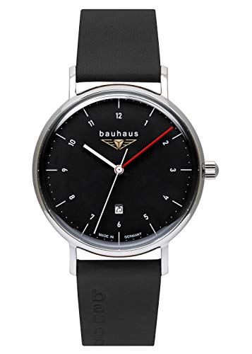 Montre Bauhaus Quarz 21402 pour hommes montre-bracelet étanche en cuir noir