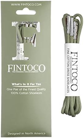 Round Waxed Dress Shoelaces with Silver Tips, Army Green, 34 inches (86cm) - 1