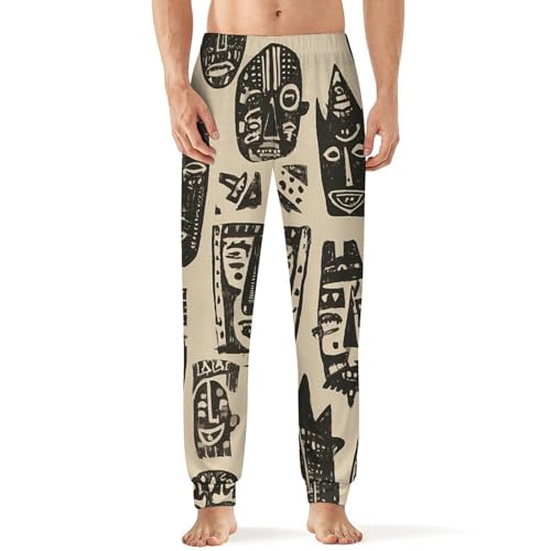 African Tribal Masks Men's Pajama Pants Lounge Pant Sleepwear PJ Bottoms