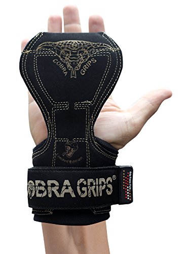 Cobra Grips Pro Weight Lifting Gloves Heavy Duty Straps Alternative To Power Lifting Hooks For Deadlifts With Built In Adjustable Neoprene Padded Wrist Wrap Support Bodybuilding (Pro Black Leather) #TOP5