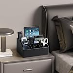 PU Leather Desk Organizer, Remote Control Holder (Black) - Image 6