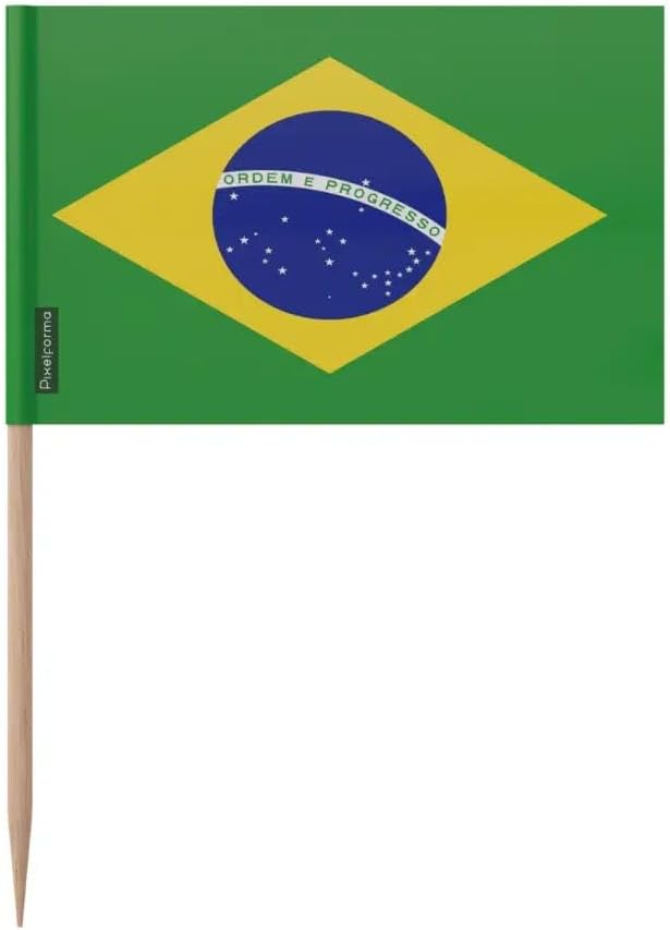 Brazil Flag Toothpicks in Various Sizes 100 Pieces 12 cm