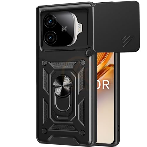 Image of Armor Bumper Back Cover Case for iQOO Neo 10R 5G Rotating Camera Cover, Ring Holder & Kickstand | Heavy Duty & 360 Degree Protection iQOO Neo 10R 5G Back Cover (Black)