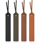 Leezmark 4 Pcs Leather Bookmark, Classic Stitched Bookmark, Bookmarks with Leather Rope, Page Mar...