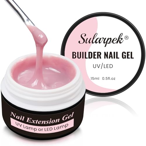 Sularpek 15 ml Gel Constructor Uñas Profesional, Gel de Construcción para Uñas para Reparar Uñas Rotas, Extensiones y Modelado(Baby Pink)