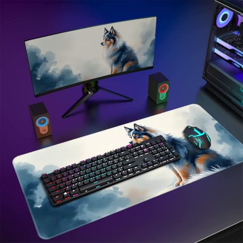LJSPTU majestätischer Wolkenhund Tastaturpad, Gaming-Mauspad XL Wasserdichtes Gaming-Mauspad mit rutschfestem Gummi Großer Laptop-Desktop Laptop Desktop Gedruckte Kunst Ergonomisch 600 * 350 * 4mm