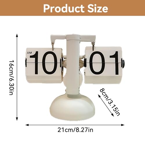 Flip Clock, Retro Digital Flip Down Clock Retro Vintage Design Auto Flip Clock Desk Clock Table Clock Down Clock Mute Accurate Mechanical Tabletop Flip Clock for Living Room Study(White)