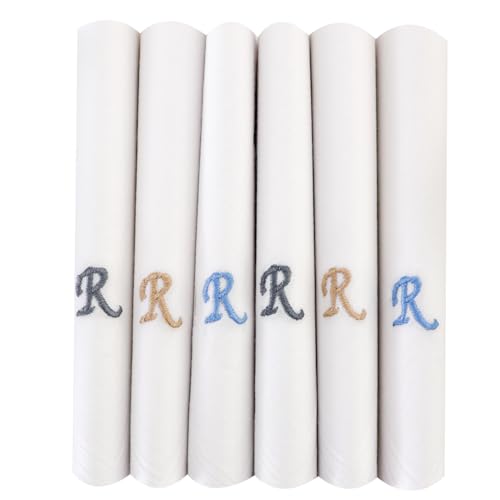 Image of Bonjour Men's White Cotton Handkerchief With Alphabet (A to Z) Initial (Pack of 6)