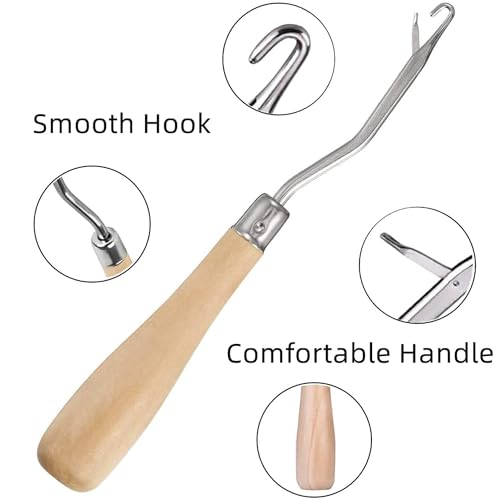 Image of 5Pcs /Sets Bent Latch Hook Crochet Hooks Hair Braiding Tools Dreadlocks Different Sizes Crocheting Weaving Needles for Hair Braiding, Rug Making and Art Crafts