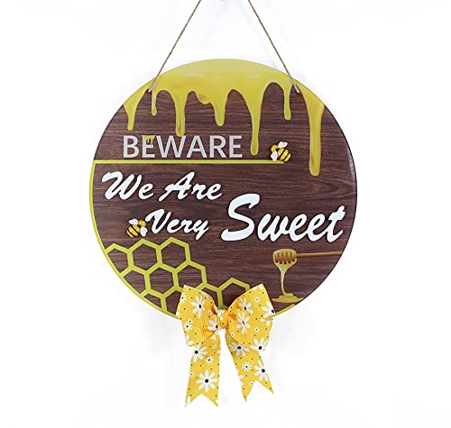 Bee Happy Spring Hanging Sign, Happy Bee Day Acrylic Signs For Front Door With Sunflower Ribbon, World Bee Day Wall Decor For Spring Summer Home Party Welcome Decoration #TOP17