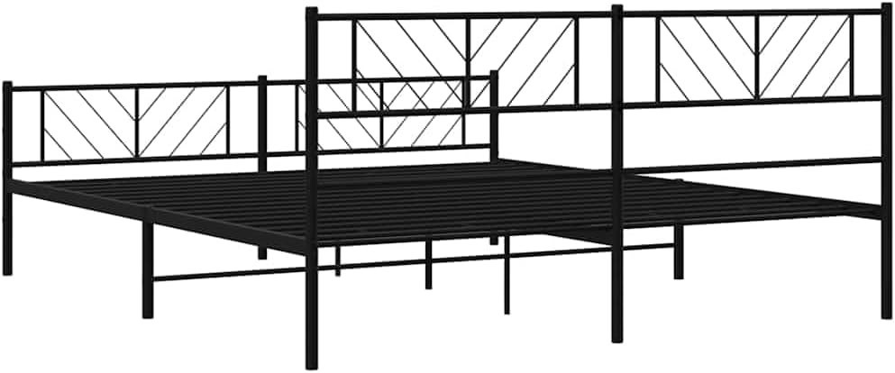 vidaXL Metal Bed Frame Black Powder-Coated Steel 72 x 84 in