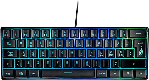 Surefire Kingpin X1 60% Clavier de Jeu Nordique pour Gaming multimédia Petit et Mobile, Clavier RVB avec éclairage, 25 Touches Anti-ghosting, Disposition scandinave QWERTY