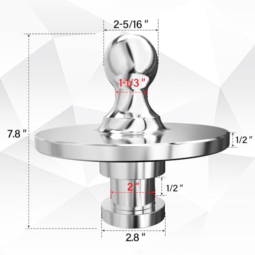 Image of Nilight Fifth Wheel to Gooseneck Ball Adapter, Kingpin to 2-5 /16 Inch Gooseneck Ball Towing Receiver Adapter for Trailer Tractor w / 30,000lbs Max Load, Silver