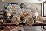 Murwall Rose Wallpaper Cream Flower Wall Mural 3D Photo Blossom Wall Print Nordic Home Decor Cafe Design Living Room