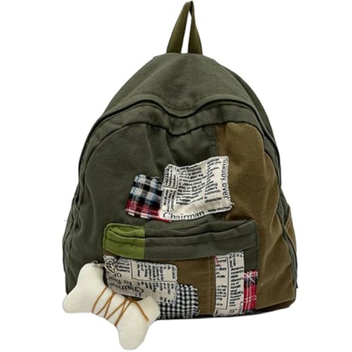 Canvas Backpack Vintage Casual Bookbags Lightweight Laptop Bag Travel Daypacks (Green)