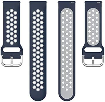KOMI Watch Strap Replacement for Fitbit Versa 2 / Versa/Blaze, Women Mens Silicone Fitness Sports Band Smart Watch Accessories(darkblue/grey)
