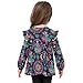 ODAWA Girls Double Ruffle Long Sleeve T-Shirt, Vintage Floral Mexican Skeleton Toddler A-line Blouse 4T