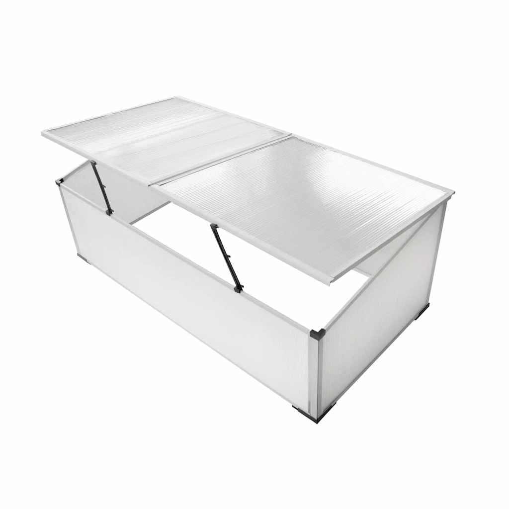 Serra senza fondo con 2 coperchi in policarbonato e telaio in alluminio, 110 x 41 x 55 cm, resistente ai raggi UV, resistente alle intemperie, per verdure, erbe, serra, protezione da gelo e