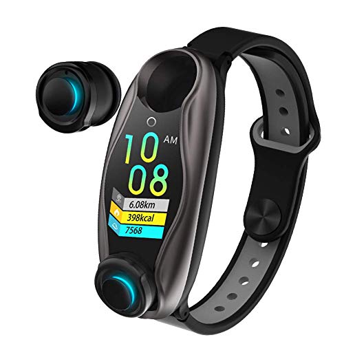 Preisvergleich Produktbild GXFNS 2 in 1 Smart Watch Armband Mit Kabellosen Kopfhörern,Schwarz