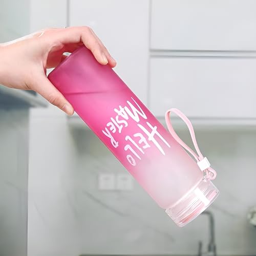 Image of Set of 2, 400 ml Each Glass water bottle, with Leak-Proof Airtight Plastic Lid for Water, Smoothie, Juices - Reusable Glass Food Grade Airtight Travel Drinking Fridge Bottles (White + Pink)