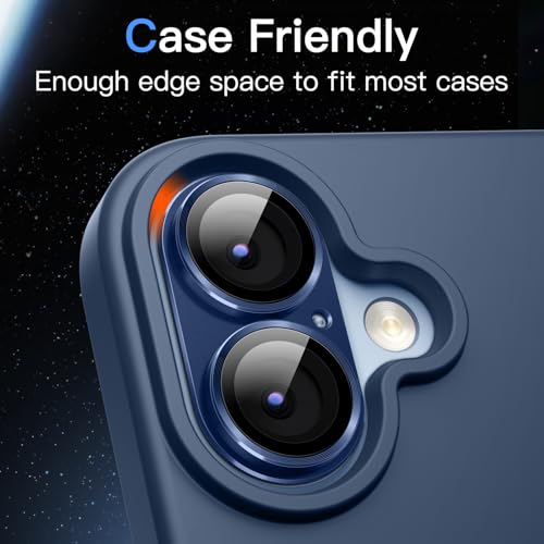 Image of JETech Camera Lens Protector for iPhone 17 6.3-Inch, Full Coverage 9H Tempered Glass Ring Cover, Matte Metal Plate, Case Friendly, 1-Pack (Blue)