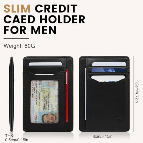 Pomelo Best Slim Wallet Minimalist Front Pocket Top Grain Genuine Leather RFID Blocking Card Holder for Men and Women Black3