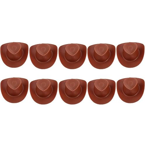 10 Pieces Plastic Mini Western Cowboy Cowgirl Hat Miniature Cute Doll Hat Party Dress Hat for Dollhouse Decoration Creative Gifts, 2.16 x 1.81 inch