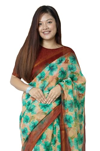 Image of MIRCHI FASHION Women Saree Cotton Abstract Printed | Lightweight Comfortable Sari for Office and Regular Daily Wear with Matching Blouse Piece
