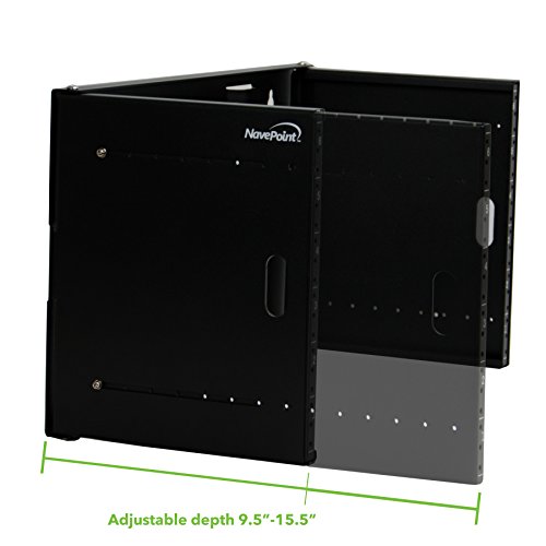 Image of NavePoint 6U Patch Panel Bracket Wall Mount Patch Panel Rack for 19 inch Networking Equipment - Expandable Mounting Depth 9.5 inch to 15.5 inch 4U IT Rack 40lbs Weight Capacity Pre-Assembled