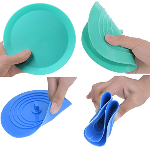 V-TOP Tub Stopper 2 Pack, 6 inches Large Silicone Drain Plug Hair Stopper Flat Suction Cover, Bathtub Accessories for Kitchen Bathroom and Laundry