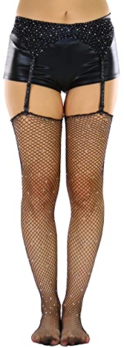 Image of ToBeInStyle Women's Seductive Punk Rock Basic Unfinished Rawedge Fishnet Thigh Highs