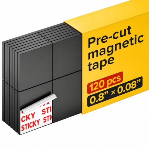 Image of Square Flexible Magnets with Adhesive Backing (120pcs) Magnetic Tape Magnet Strips for Whiteboard, Fridge - Stickers for Organization - Classroom Supplies (0.8 inchx0.08 inch /2x0.2cm)