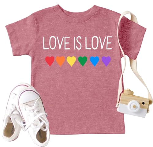 Love is Love Kids Shirt Toddler Pride Shirt for Boy Girl Rainbow Heart Graphic Short Sleeve LGBTQ Love Wins Tee Tops