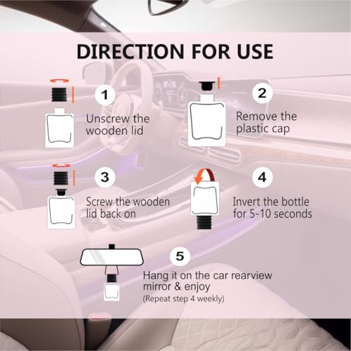 Image of Signate Car Perfume with Essential Fragrance Oils | Car Air Freshener Car Accessories for Interiors, car fresheners with Automatic Dispenser Wooden Lid - 15ml (Rose)