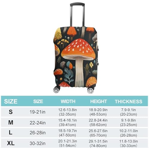 Colorful Mushroom Luggage Cover, Washable Elastic Suitcase Cover Protector Fit 18-32 Inch Luggage2