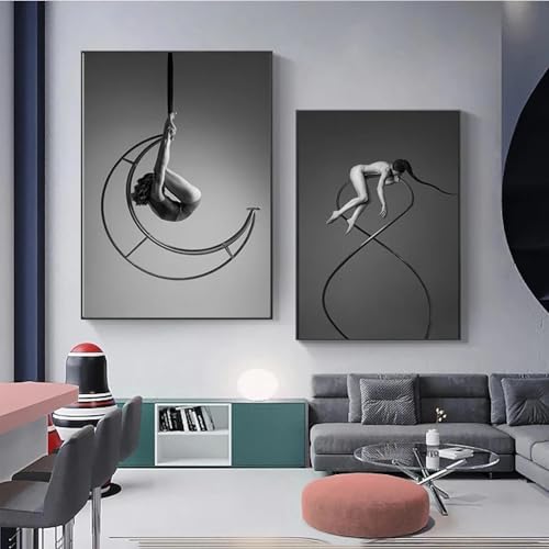Affiches esthétiques de danseuse en noir et blanc grand format 80x120 cm pour salon