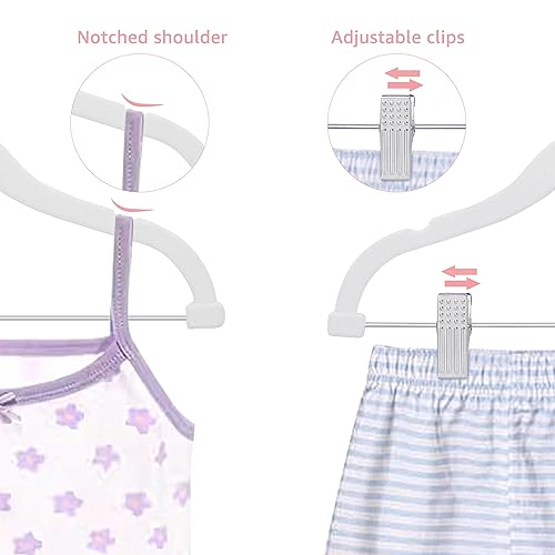 Mangokit BABY TROUSERS HANGER Clothes Hangers With Movable Clips 10 Pack,11.8 Inch Kids Velvet Hangers Non-Slip, Swivel Hook,Space-Saving Children'S Coat Hangers thumb #5