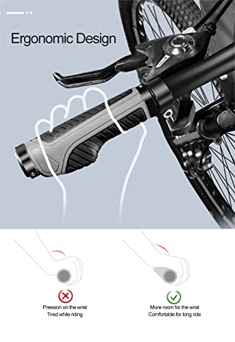 Image of TOPCABIN Ergonomic Bike Grips - Widen Holding Rubber Grips with Aluminum LockGrips for Mountain & Road Bikes