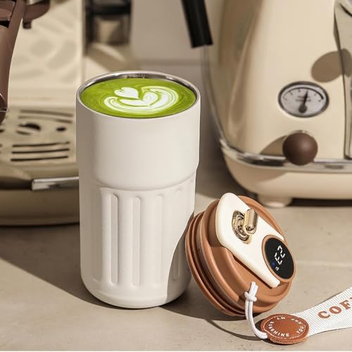 Image of Zentro Travel Coffee Mug Leak Proof -380 ML One Click Lid Stainless Steel Coffee Cup for Car, Office & Daily Commute with Secure Lock & Easy Clean Design (Travel Coffee Mug-DK)