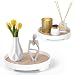 Produktbild Winter Shore Tablett Rund [2 Sizes] - 29,5 cm, 23 cm Tablett Deko für Heimdekoration, Kerzen, Akzentstücke, Zubehör - Serviertablett Rund mit Füßen, Essensständer für Buffettisch - Dekotablett Weiß