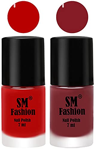 Image of Long Lasting Nail Polish | Nail Paint Combo 7 ml Each) - Set of 2 Red-Plum