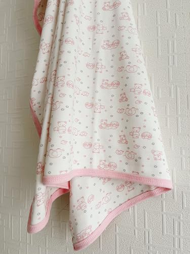 Image of Cloudy Muslin Baby Blanket 31x35 inches, Extra Soft Cotton Baby Blanket, Reversible Blanket for Toddlers, Breathable and Warm for Boys and Girls Baby Blanket (Pink)
