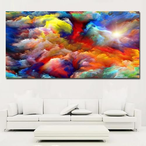 Toile abstraite nuages colorés pour illuminer un salon et sublimer vos murs