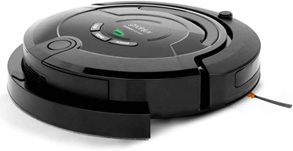 Side view of robot vacuum docking with charging station