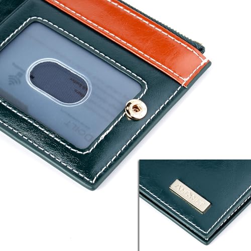 Image of ANDOILT Wallets for Women Genuine Leather Wallet RFID Blocking Bifold Multi Card Case Purse with Zipper Pocket Handbag