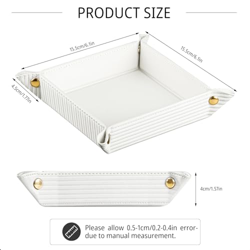 Image of YAPISHI Light Luxury Valet Tray for Men, PU Leather Vanity Jewelry Tray & Decorative Perfume Catchall, Folding Travel EDC Dump Tray, Nightstand Organizer Caddy for Keys, Watches, Coin Bowl Dish