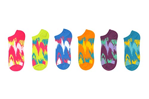 Tie Dye Socks (6 Pair) - Cute Sock Pack Lowcuts - Ladies Shoe Size: 4-103