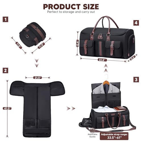 Carry on Garment Bag for Travel, Convertible Garment Duffle Bags for Men Women - 2 in 1 Hanging Suitcase Suit Travel Bags with Shoe Compartment4