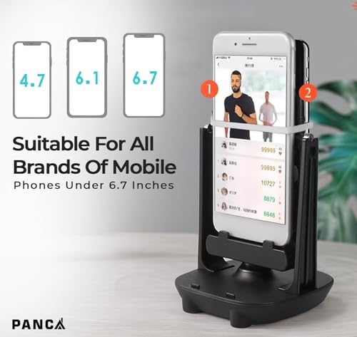 Image of PANCA Automatic Step Swing Device for 2 Phones, Mobile Shaker Rocker with Dual Phone Holder, Adjustable Desk Mount Step Counter Support for Recording Gaming Fitness Apps Compatible (Black)
